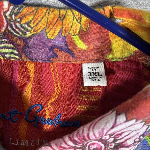 Robert Graham Limited Edition Shirt Men’s Size 3XL Landscapes Floral Linen - Picture 12 of 16